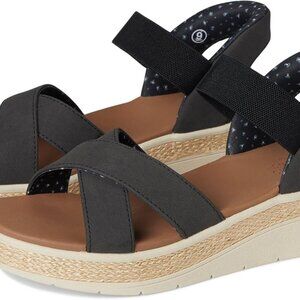 Womens Faux Leather Slip-Ons 6.5 Black/White Summer Comfort Vegan